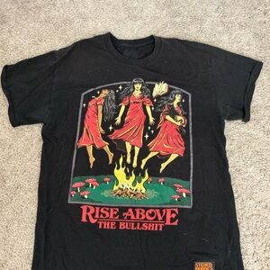 Black Graphic Tee with Red Accents